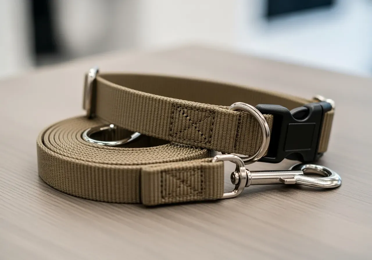 halsband med koppel i lugn och trygg nybörjarsituation