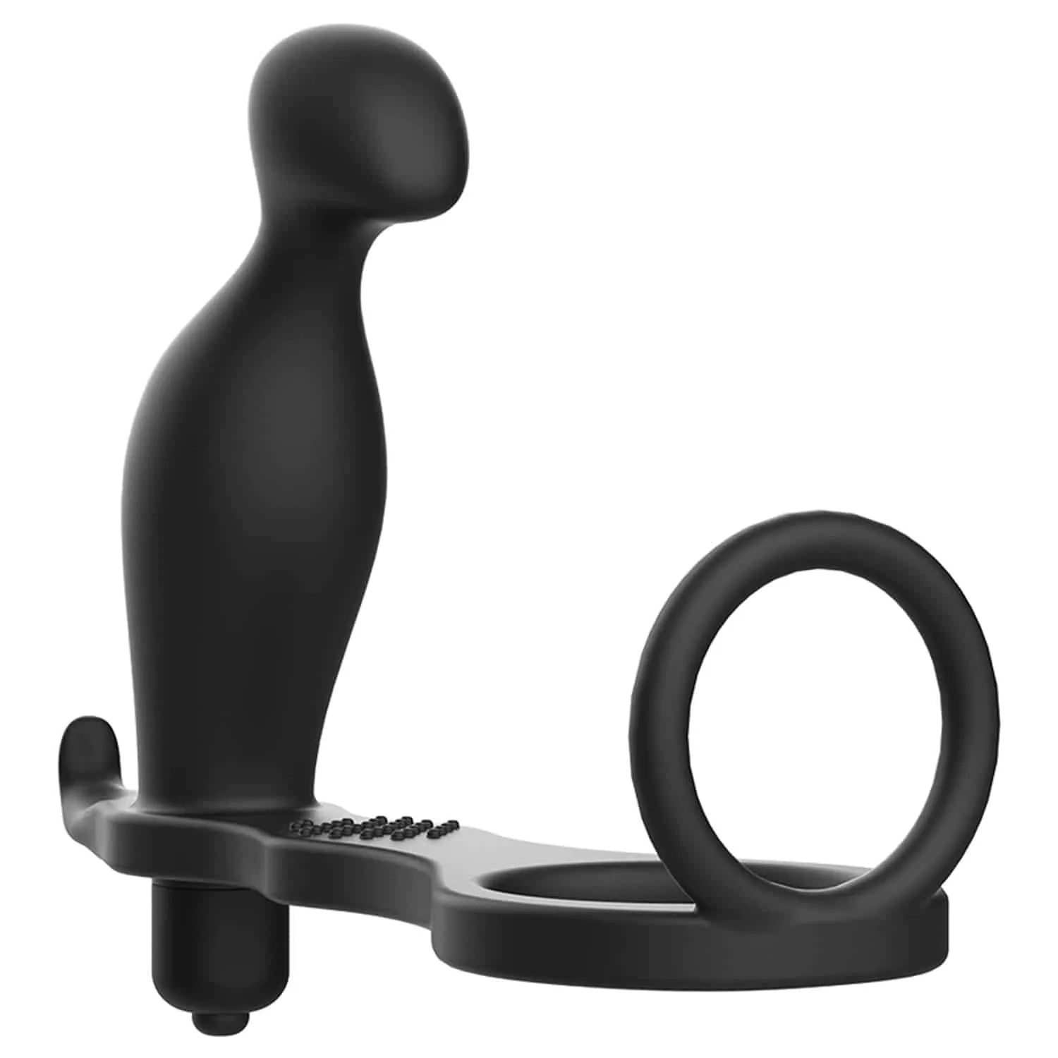 Anal Buttplug med penisring i silikon 12 cm - Svart
