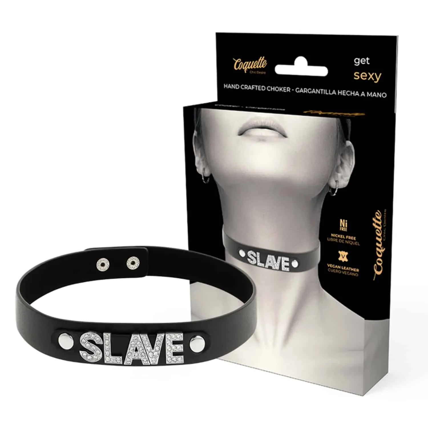 Chic Desire Slave - Halsband Choker i Veganskt läder - Svart
