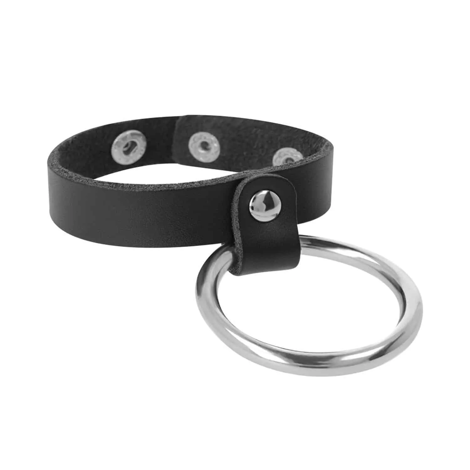 Darkness Bondage - Penisring för penis och testiklar - Metall/Veganskt läder