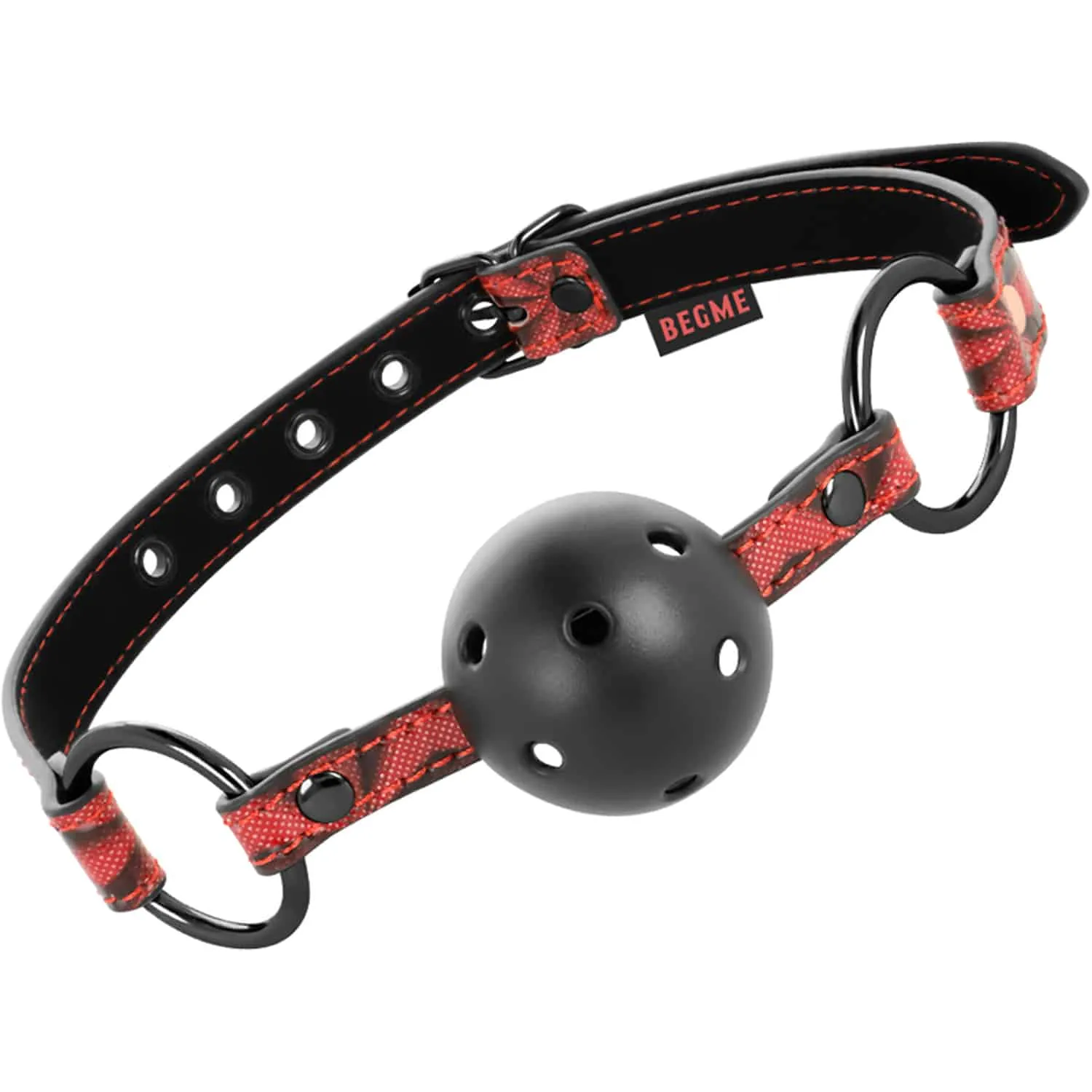 Jaw Red Edition Ball Gag - Munkavel i veganskt läder - Röd/Svart