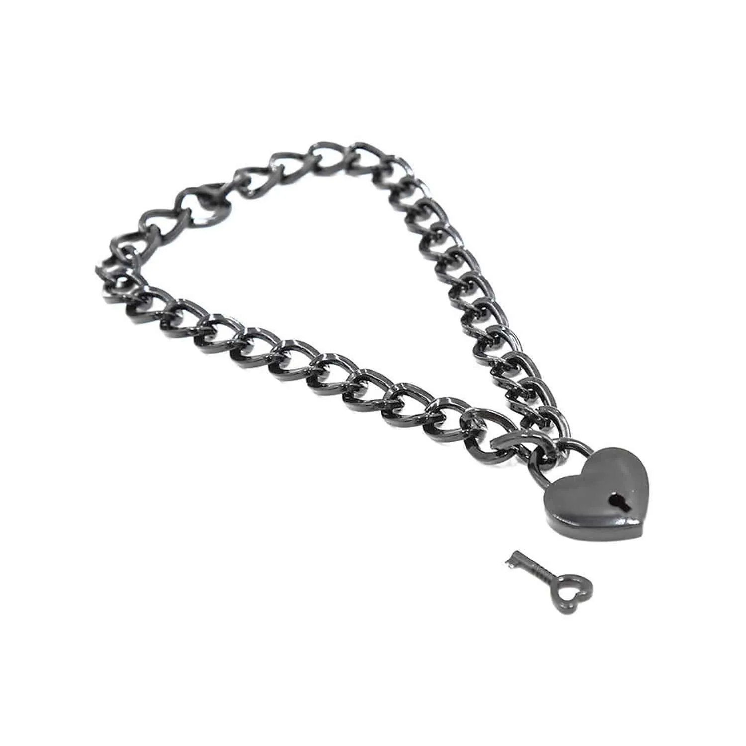 Öhmama! Fetish Halsband med Hjärtformad Hänglås i Rostfritt stål