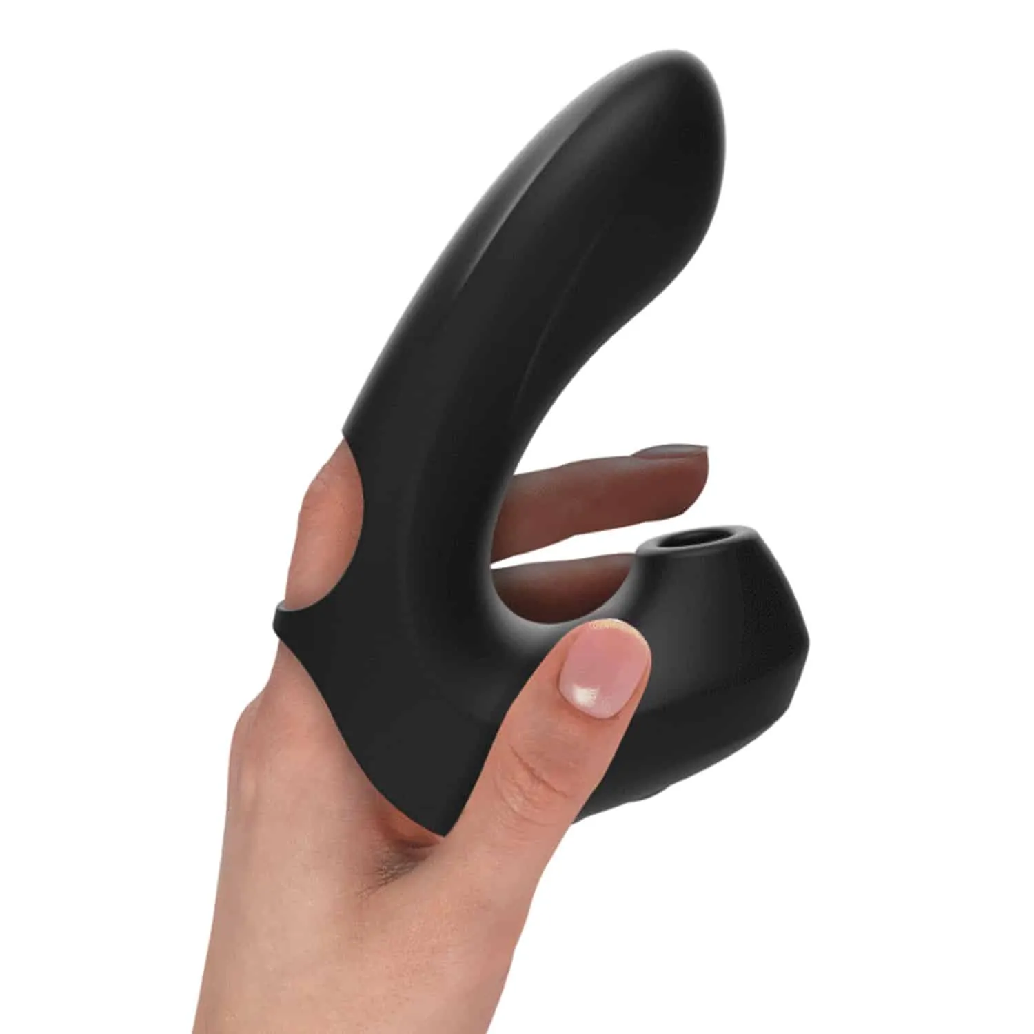 Suction & Klitoris Stimulator - Finger & Lufttrycksvibrator - Svart