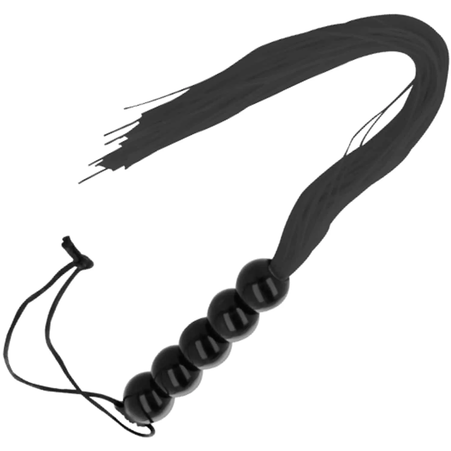 Thin Bondage Flogger - Läder Piska 45 cm - Svart