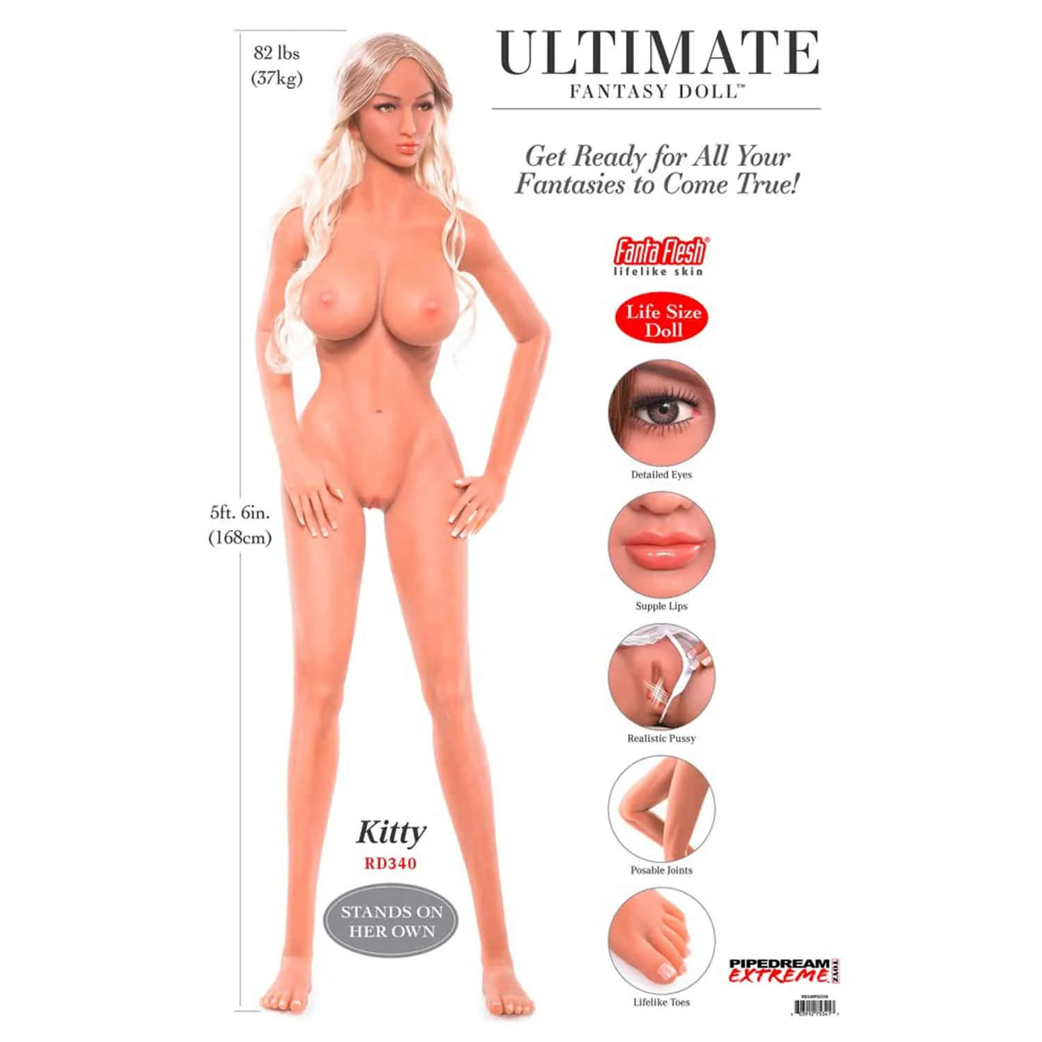 Ultimate Fantasy Dolls - Kitty Sexdocka 168 cm - Blond