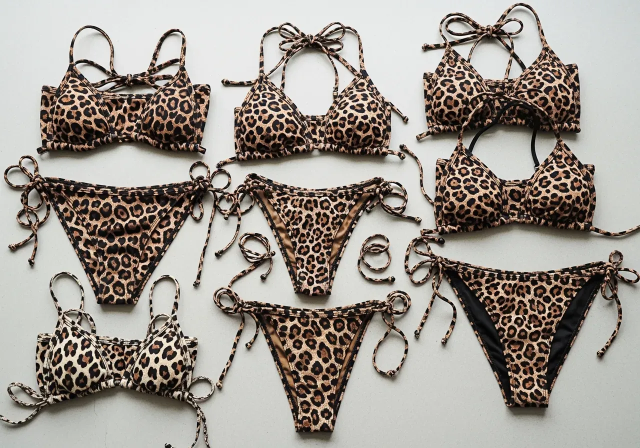 Leopardmönstrad string storlek och styling